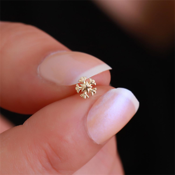 14 Ayar Altın Taşlı Kar Tanesi Tragus Piercing