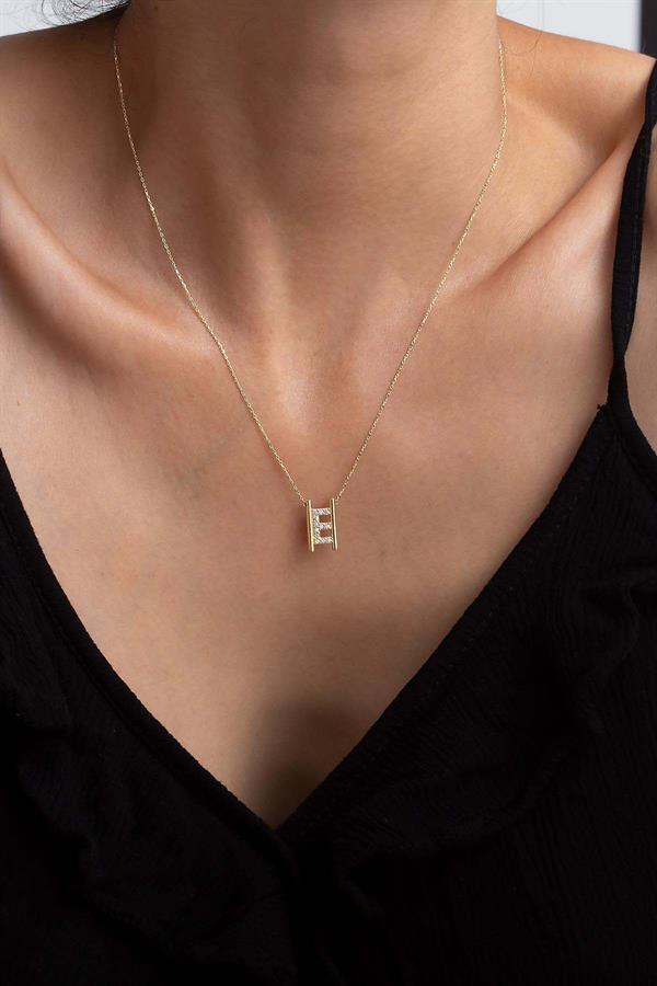 Big Initial E Necklace in 925 Sterling Silver | JOYAMO - Personalized  Jewelry