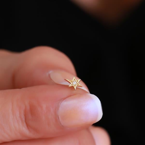 14 Ayar Altın Taşlı Yıldız Tragus