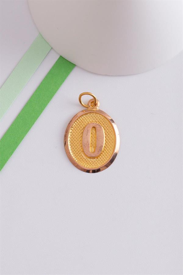 14 Ayar Altın Vintage Oval O Harf Kolye Ucu