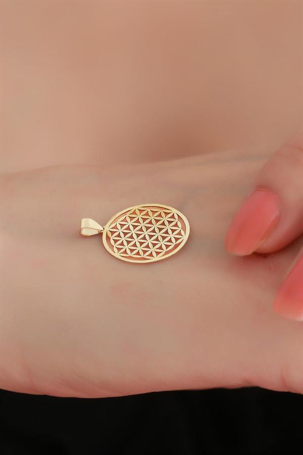 14K Solid Gold Flower of Life Pendant