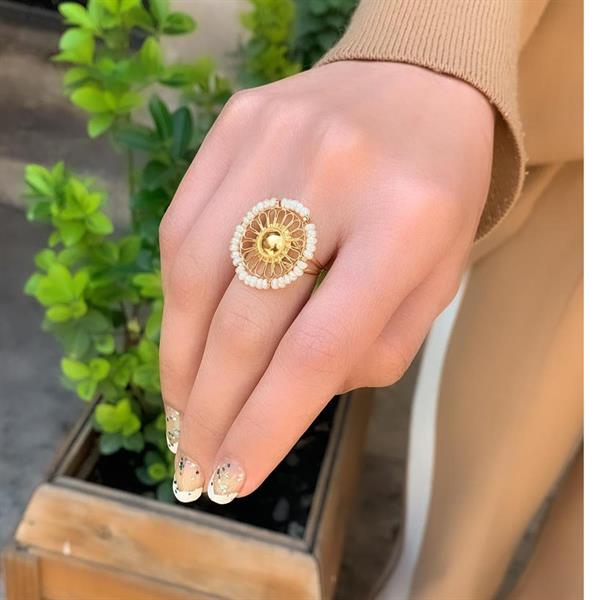 14K Solid Gold Fan Pearl Ring
