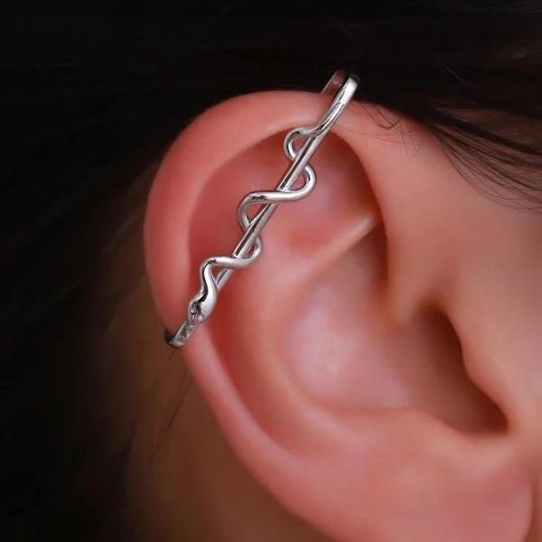 14 Ayar Altın Yılan Industrial Earcuff