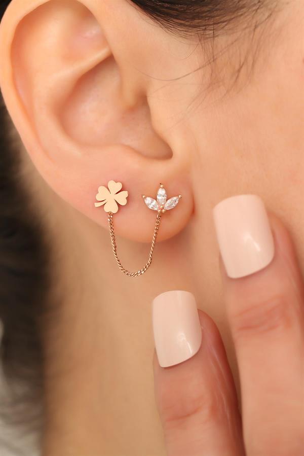 14K Solid Gold Clover Earrings