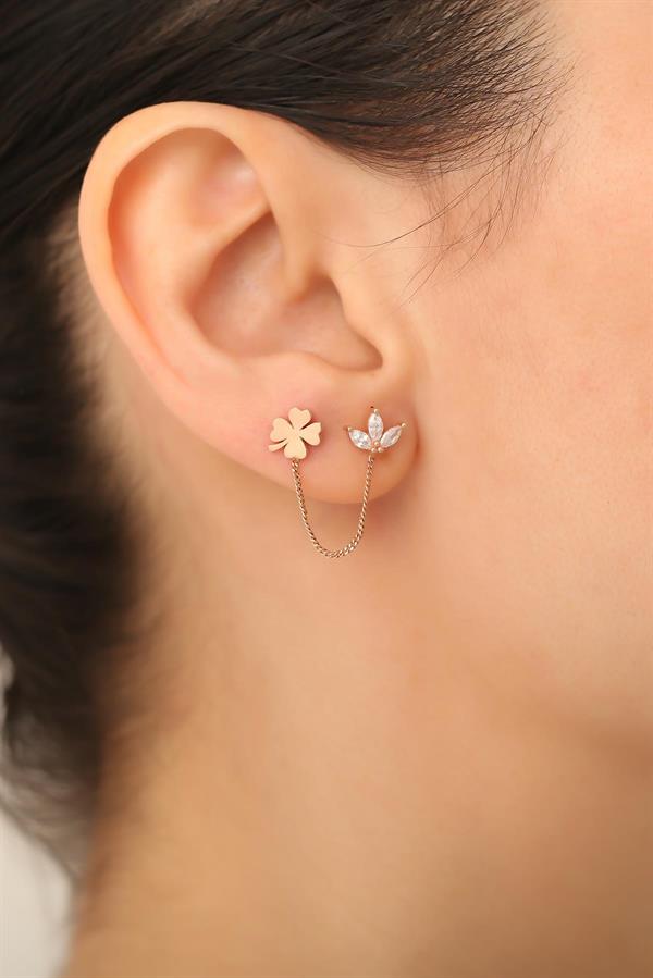 14K Solid Gold Clover Earrings