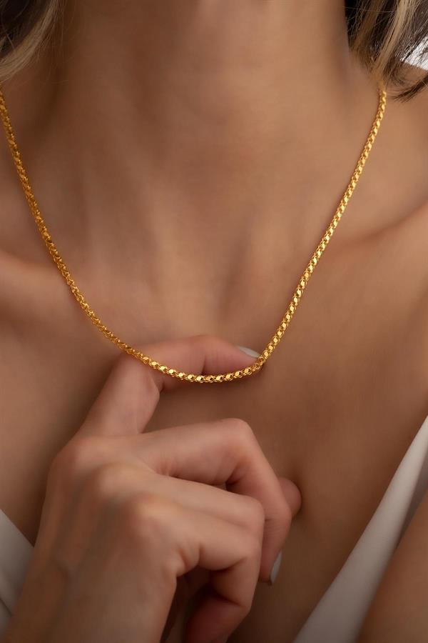 14K Solid Gold Elegant Sequin Aleppo Chain Necklace