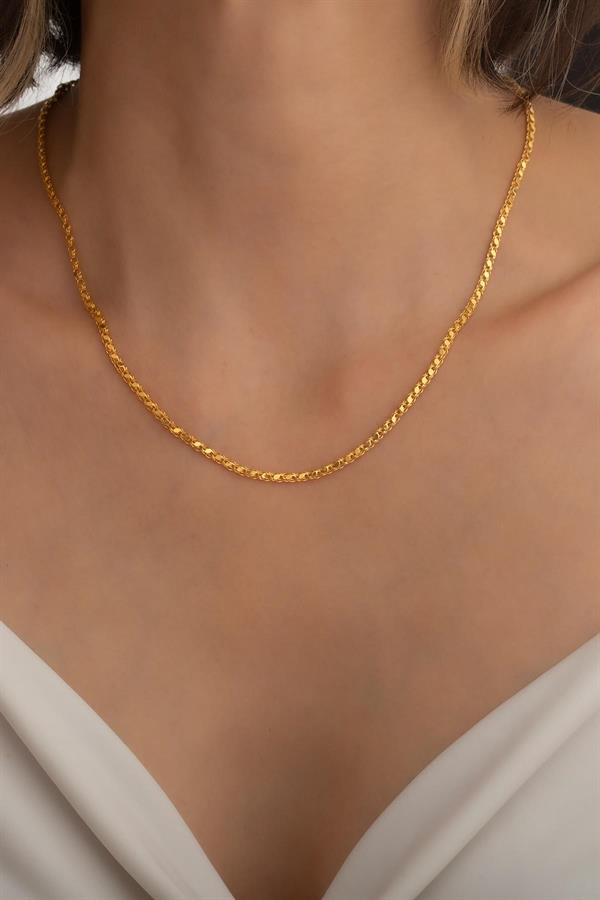 14K Solid Gold Elegant Sequin Aleppo Chain Necklace