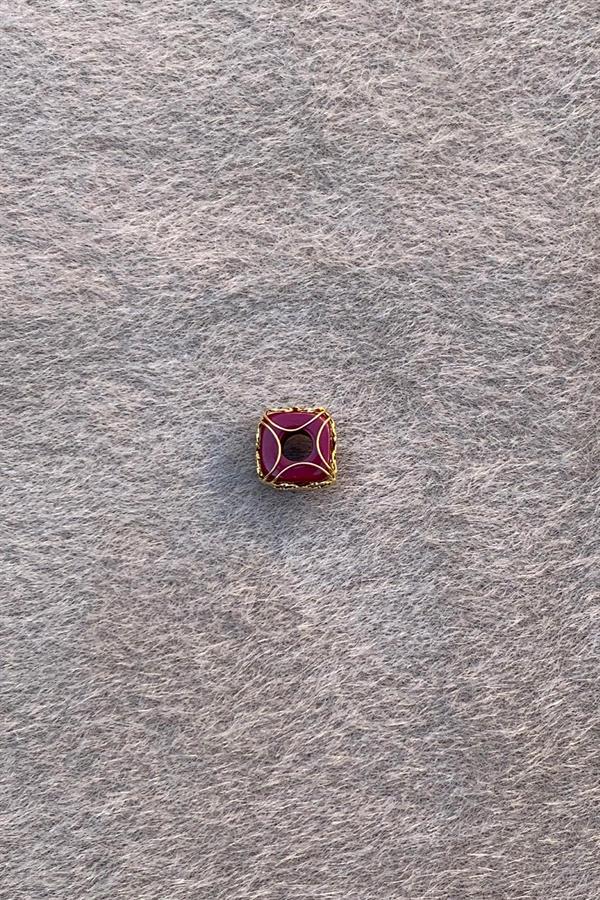 Small Size Filigree Hülyam Boncuk with Gold Claret Red Heart