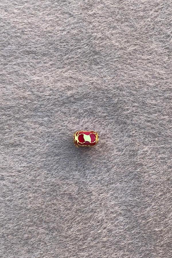 Gold Claret Red Small Size Filigree Hülyam Boncuk
