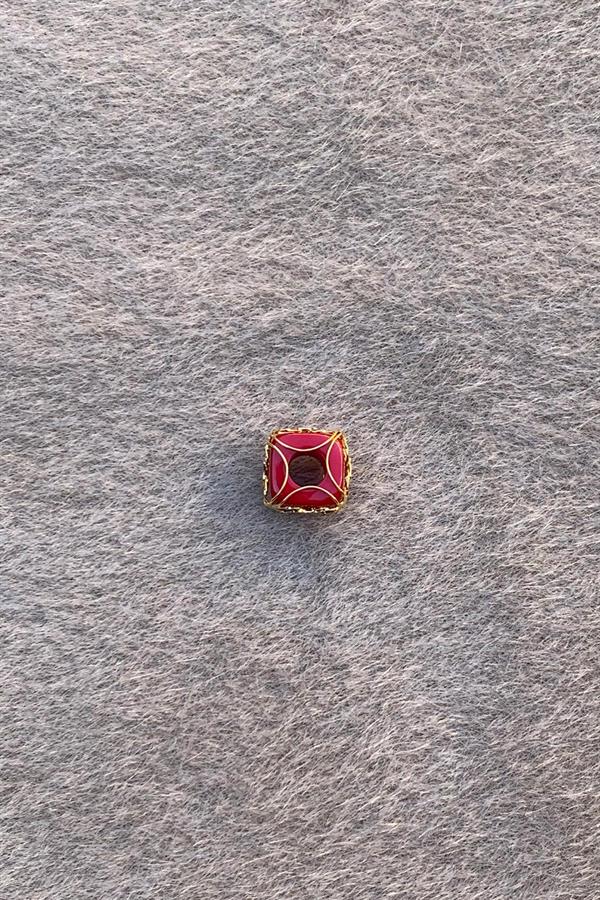 Gold Claret Red Small Size Filigree Hülyam Boncuk