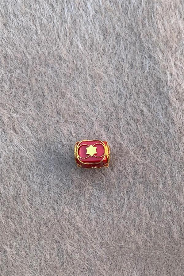 Gold Claret Red Star Medium Size Filigree Hülyam Boncuk