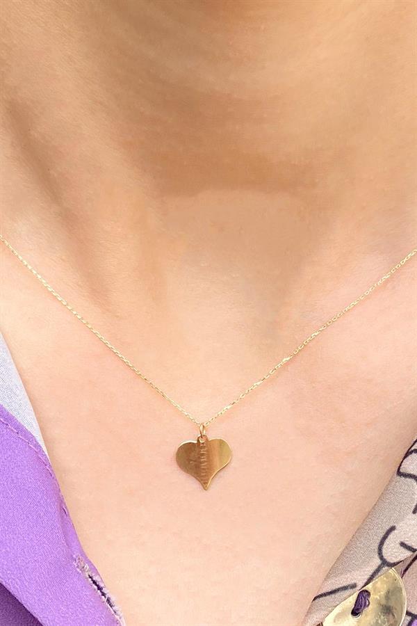  Gold Heart Plate Necklace