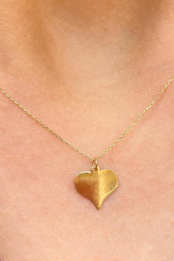  Gold Heart Plate Necklace