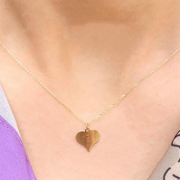  Gold Heart Plate Necklace