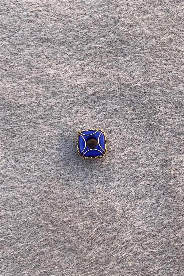 Gold Navy Blue Heart Small Size Filigree Hülyam Beads