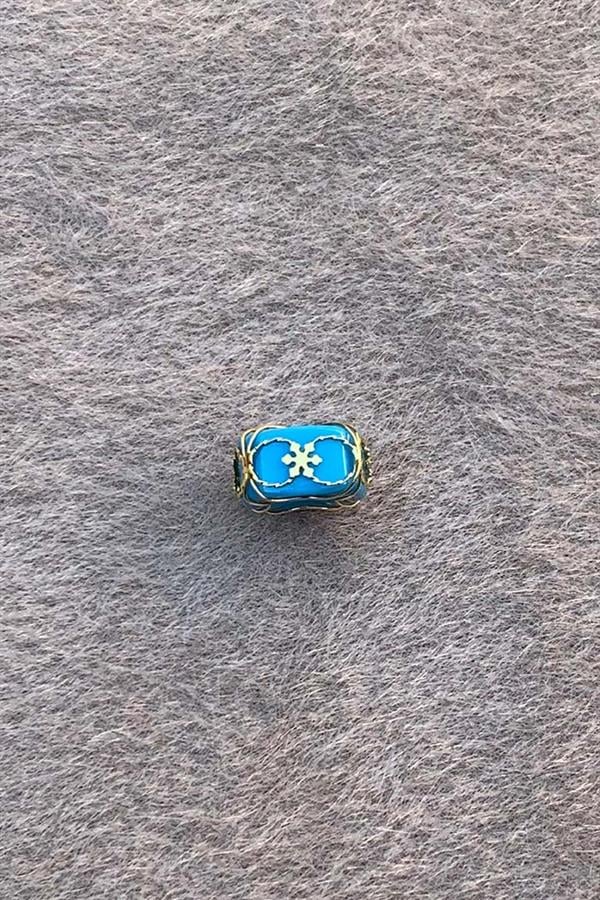 Gold Blue Snowflake Large Size Filigree Hulyam Boncuk