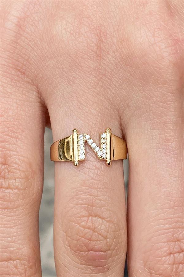 N letter on sale gold ring