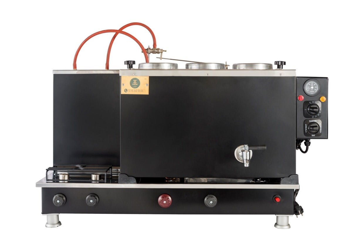 Çaycım 3 Demlikli Siyah Çay Kazanı Elektrik + Gazlı Ce Belgeli