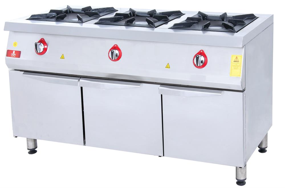 DRN 3'lü Dolaplı Ocak, Doğalgazlı/LPG'li, 150×64×85 cm, DRNDO-1560
