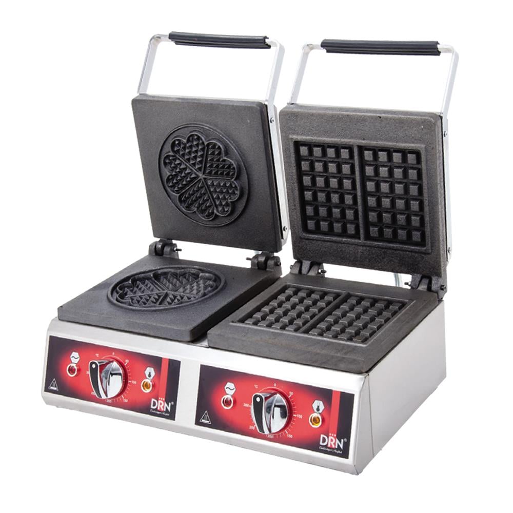 DRN Elektrikli Kare+Yonca Waffle Makinesi, İkili