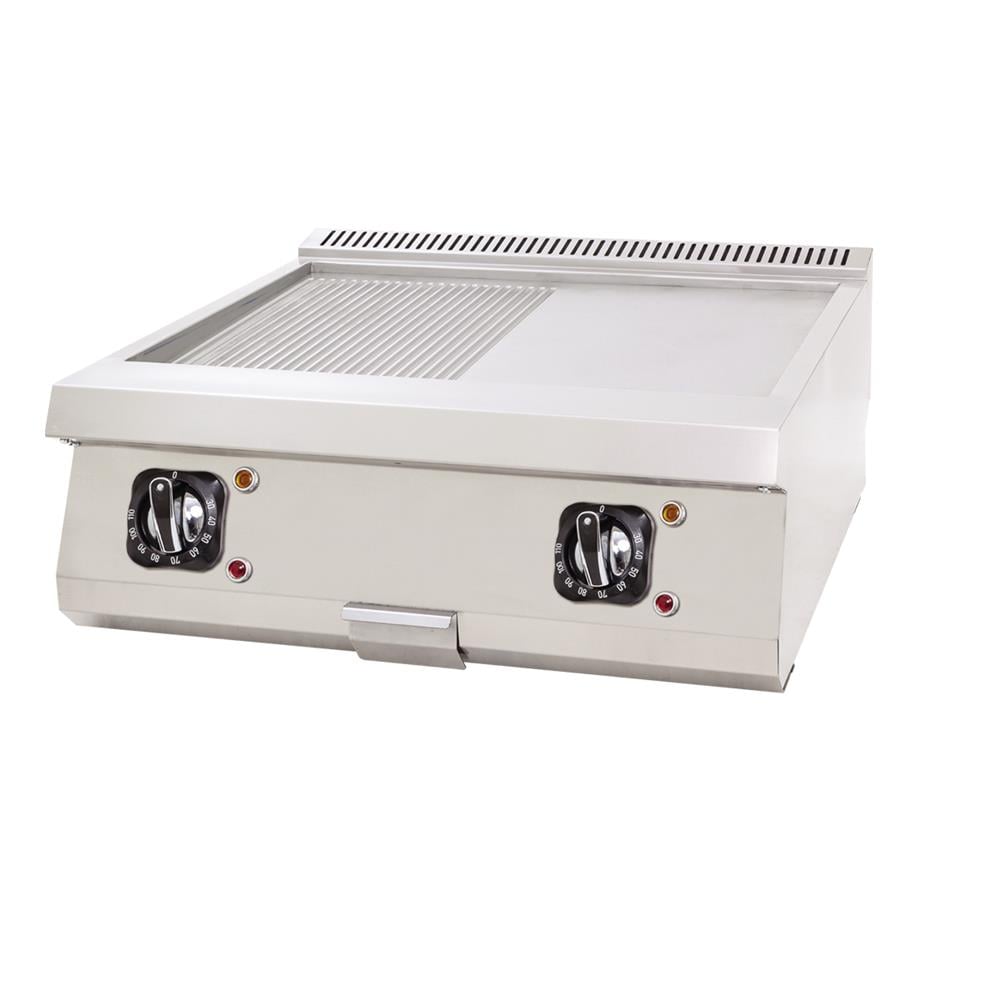 DRN Elektrikli Yarı Oluklu Pleyt Izgara, Set Üstü, 80×63×30 cm