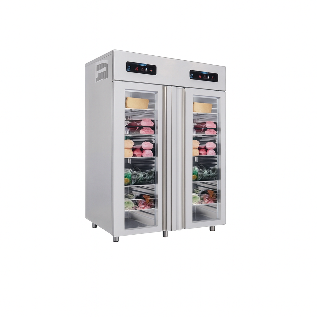 Frenox 140x81x215 cm.1400 lt. 2 Cam Kapılı Kombinasyon Soğutmalı Buzdolabı VNN18-G-R290