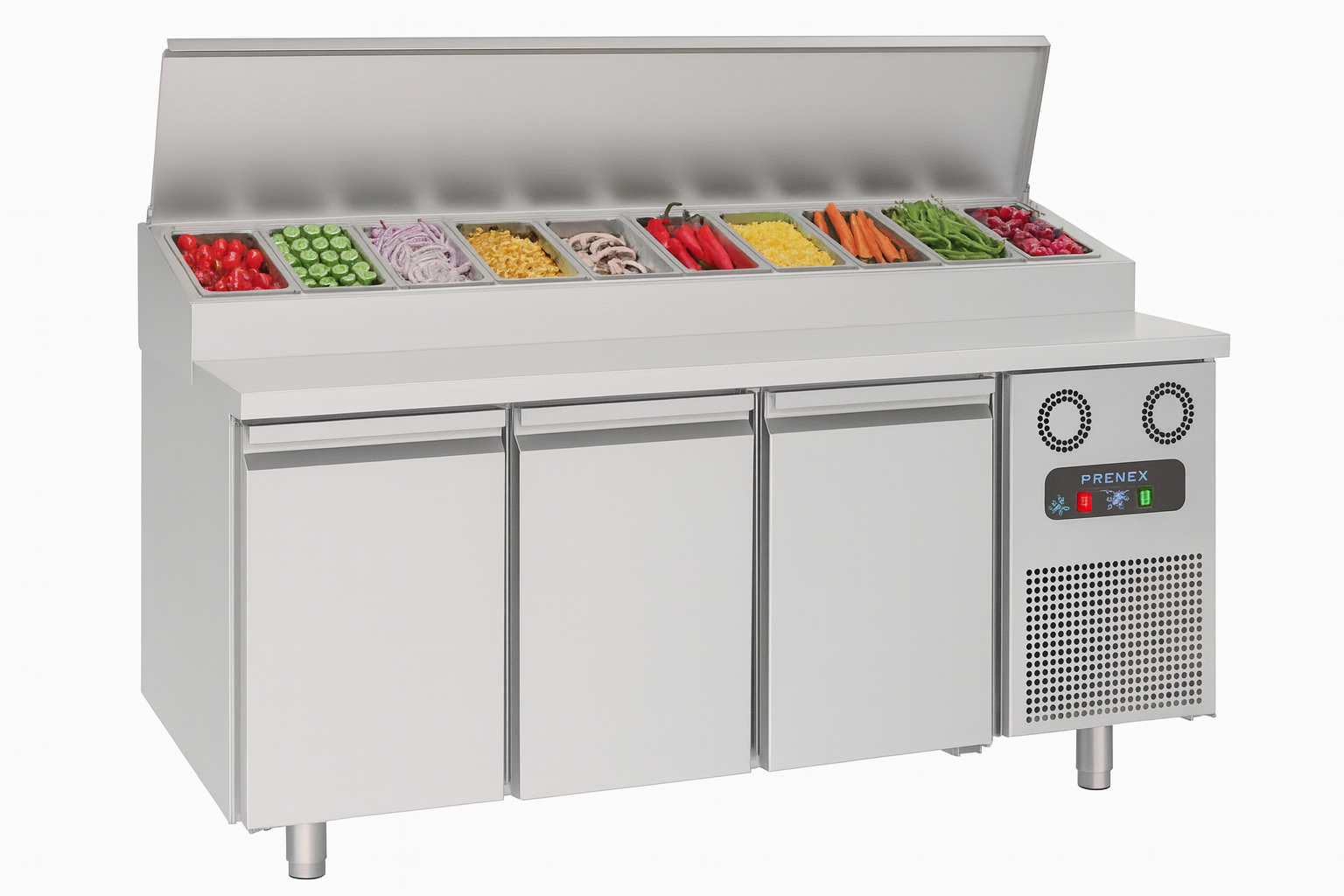 Frenox  186,5x70x109 cm. 10x1/3 Küvet Kapasiteli,2 Kapılı Make-Up,Pizza Hazırlık Dolabı MGN3-R290