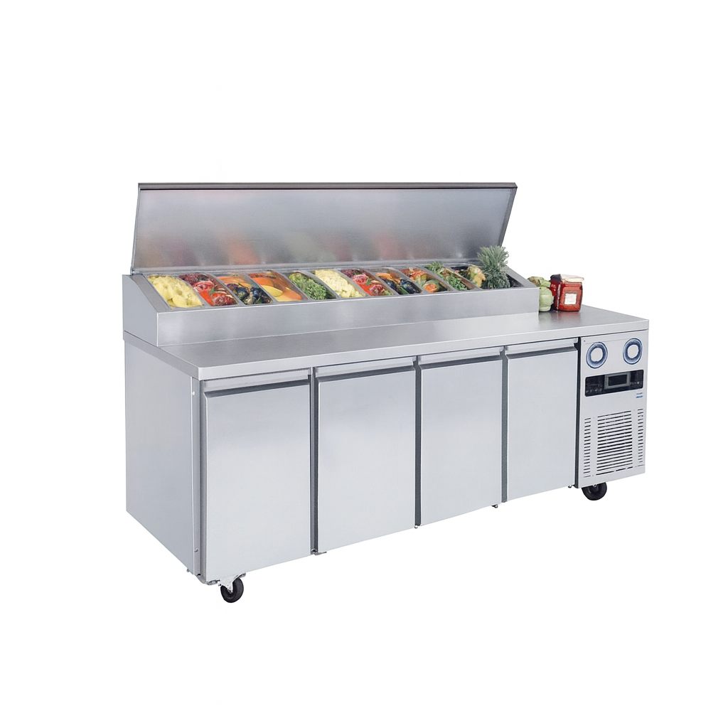 Frenox 233x70x109 cm. 9 Adet 1/3x150 Küvet Kapasiteli Make-up,Pizza Hazırlık Dolabı MGN4-9G-R290