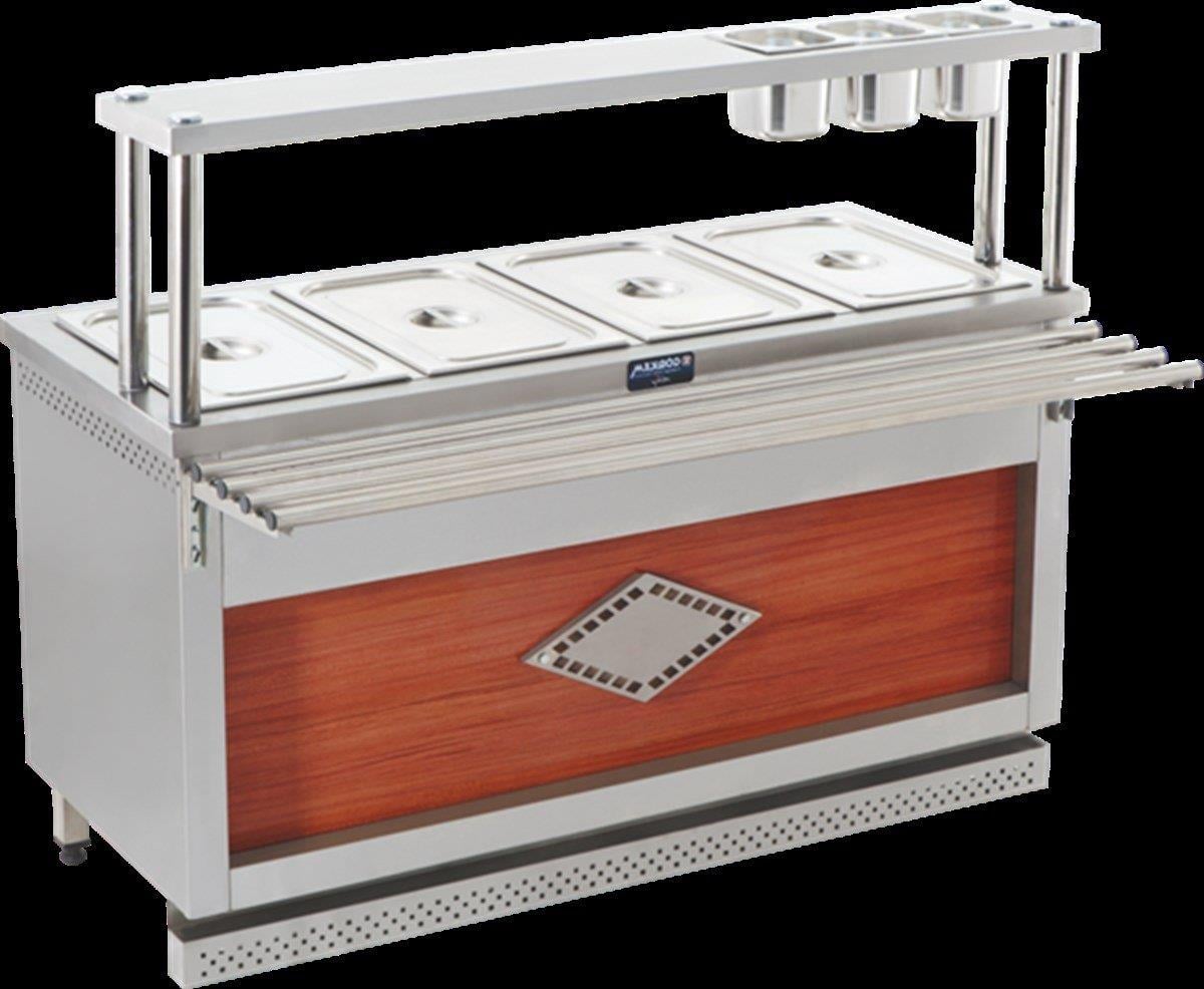 Görkem Yemeklik 1/1 3+1 Sıcak Self Servis Tezgahı Doğalgazlı 150x65x85/125 cm