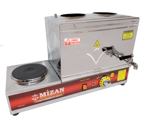 Mizan 2 Demlik Krom Elektrikli Çay Kazanı, 19 lt, 304 Kalite, Pleytli