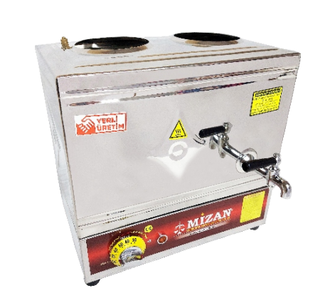 Mizan 2 Demlik Krom Elektrikli Çay Kazanı, 19 lt, 304 Kalite, Pleytsiz