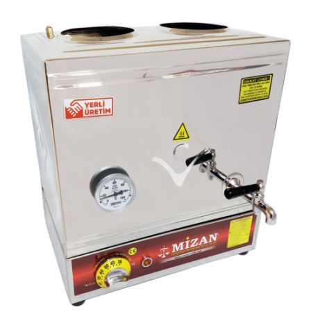 Mizan 2 Demlik Krom Elektrikli Çay Kazanı, 26 lt, 304 Kalite, Pleytsiz