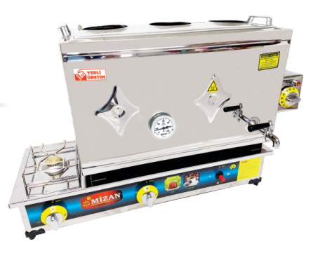 Mizan 3 Demlik Krom Çay Kazanı, 38 Lt, 304 Kalite, LPG+Elektrikli