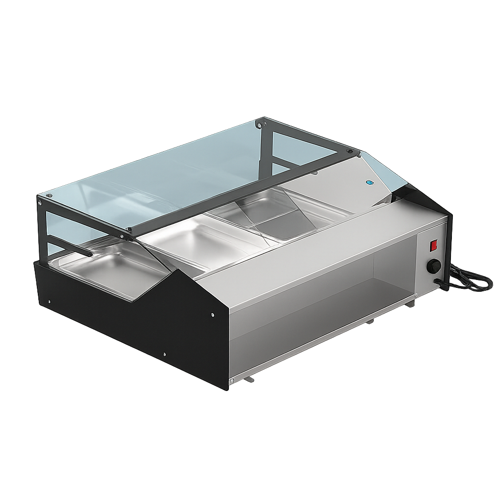 Ndustrio 1/1 GN Küvet Kapasiteli Set Üstü Sıcak Teşhir Ünitesi HDUG3L