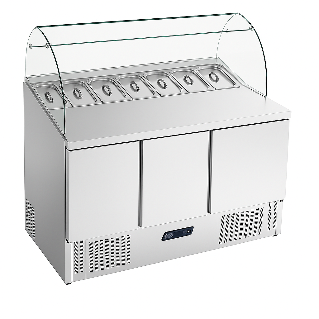 Ndustrio  Tezgah Tip 3 Kapı Gastronorm Camlı Saladbar SLD 7160 GC