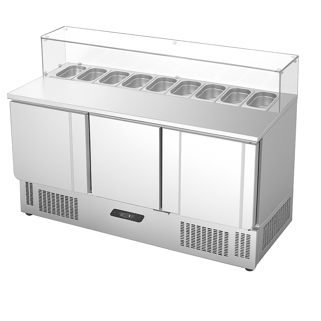 Ndustrio Tezgah Tip 3 Kapı Snack Camlı Saladbar  SLD 6160 GC