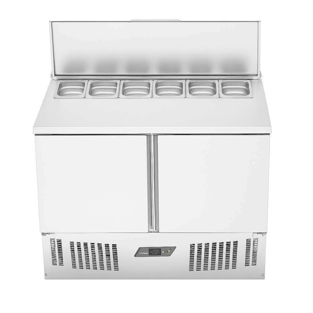 Ndustrio Tezgah Tip,2 Kapılı Gastronorm Kapaklı Saladbar SLD7105 SC