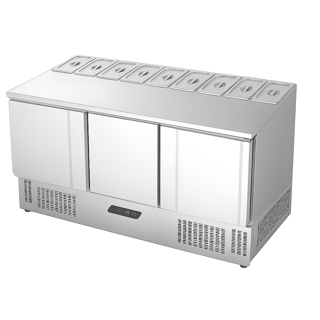 Ndustrio Tezgah Tip,3 Kapılı,Gastronorm Kapaklı Saladbar SLD 7160 SC
