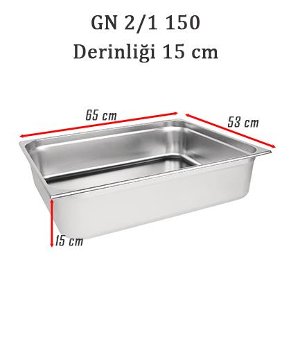 Net Çelik GN 2/1 - 15 cm Gastronom Küvet (65 x 53 cm) 42,5 lt