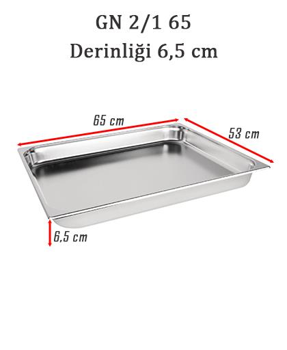 Net Çelik GN 2/1 - 6,5 cm Gastronom Küvet (65 x 53 cm) 18,5 lt