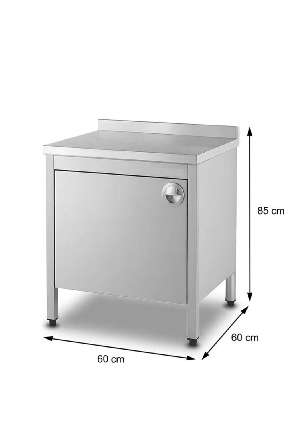 Paslanmaz Krom Çarpma Kapaklı Çalışma Tezgahı, 60 X 60 X 85 cm, 430 Çelik