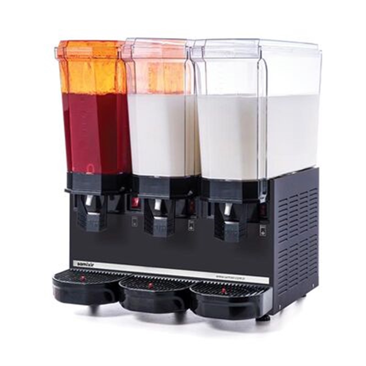 Samixir Klasik Triple Soğuk İçecek Dispenseri, 20+20+20 L, 1 Fıskiyeli 2 Karıştırıcılı, Siyah