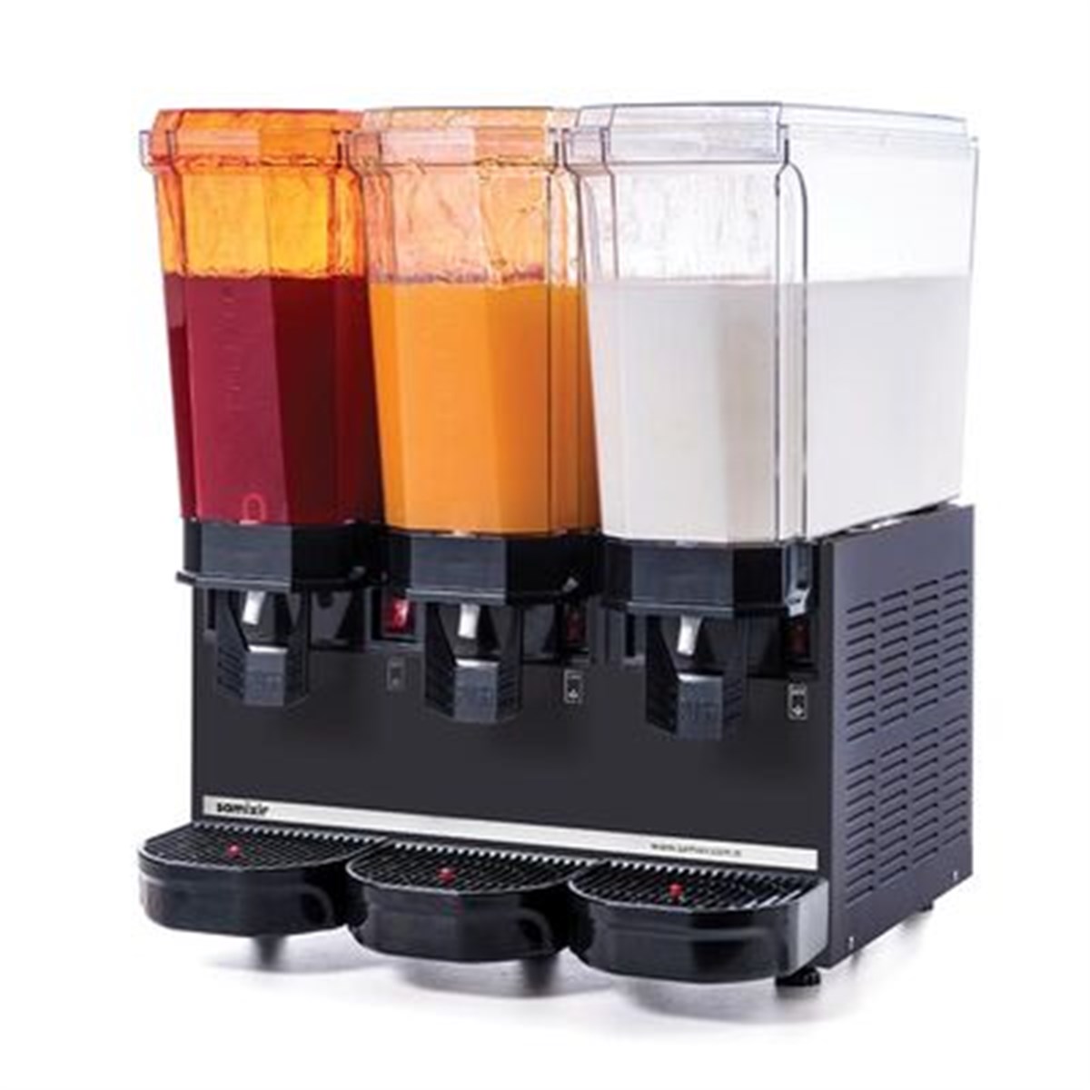 Samixir Klasik Triple Soğuk İçecek Dispenseri, 20+20+20 L, 2 Fıskiyeli 1 Karıştırıcılı, Siyah