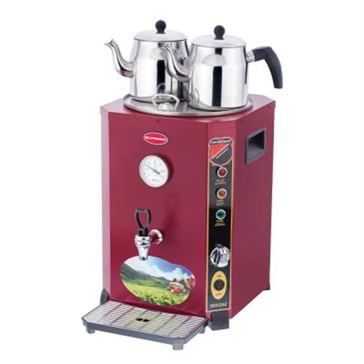 Silverinox 13 Litre, Jumbo Çay Makinesi, 2 Demlikli