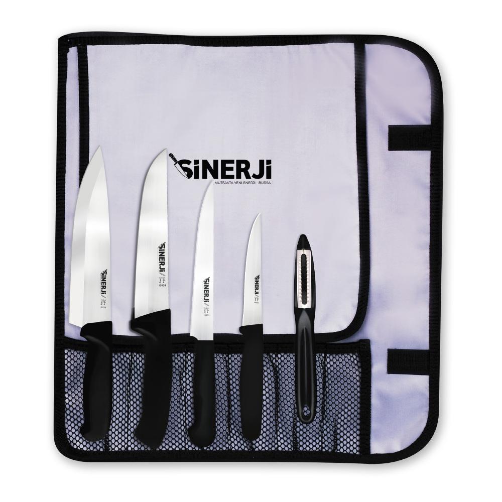 Sinerji Silver Gastronomi Rulo Çantalı Bıçak Seti 5+1