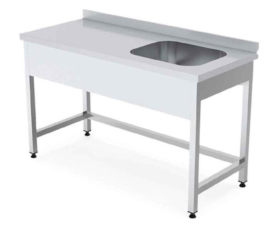 Taban Rafsız Paslanmaz Krom Evye, 190x60x85 cm, 430 Çelik