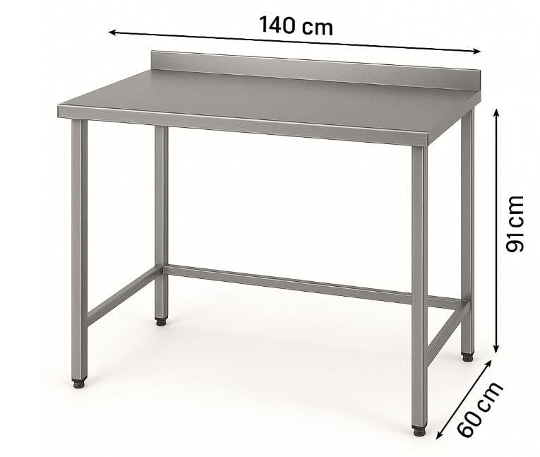 Taban Rafsız Paslanmaz Krom Mutfak Tezgahı, 140 X 60 X 85 cm, 430 Çelik