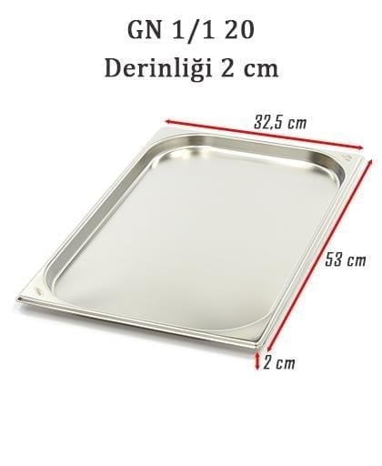 Üret Çelik 1/1 - 20 mm Gastronom Küvet (53 x 32.5 x 2 cm) 2.5 lt 