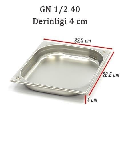 Üret Çelik 1/2 - 40 mm Gastronom Küvet (32.5 x 26.5 x 4 cm) 2 lt 