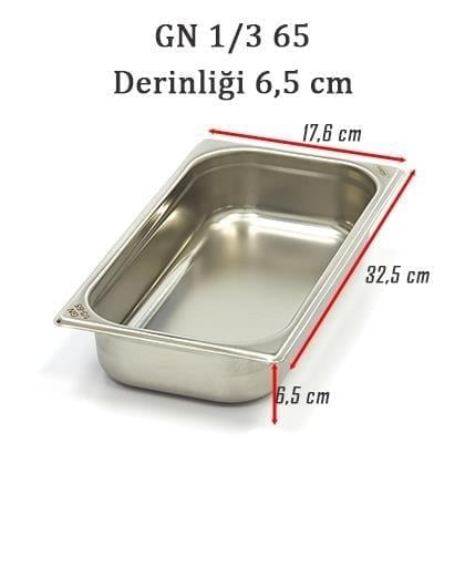 Üret Çelik 1/3 - 65 mm Gastronom Küvet (32.5 x 17.6 x 6.5 cm) 2.5 lt 